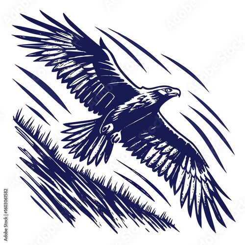 Majestic eagle soaring with wide wingspan bird of prey