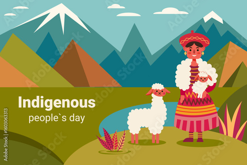 Andes women traditional culture illustration