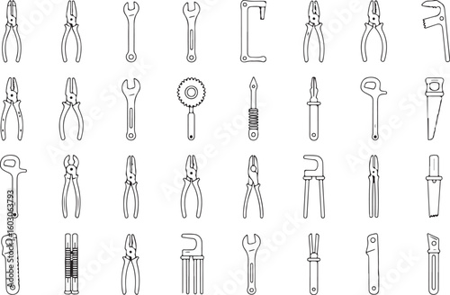 Pliers wrenches cutters clamps and tools vector
