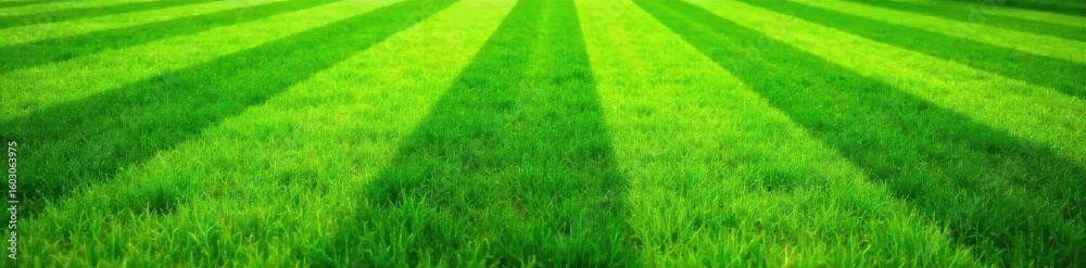 Emerald green lawn, meticulously maintained, striped pattern, striped lawn, grass texture, home