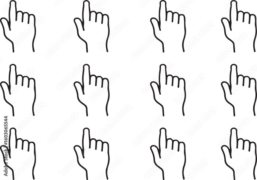 Obraz premium Pointing finger hand cursor icons vector