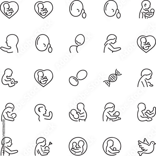 Pregnancy fertility conception baby care symbols newborn