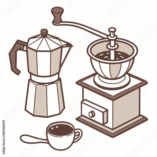 Coffee maker grinder and cup brewing