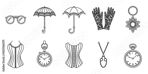 Victorian Era Fashion Accessory with Animal Illustration Design