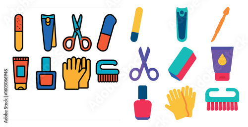 Collection of various beauty and grooming tools. The image is colorful and cheerful, with a focus on the different items and their uses