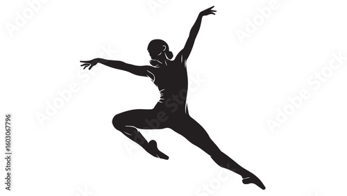 Elegant Ballerina Silhouette, Vector Illustration, Black and White Dance Art