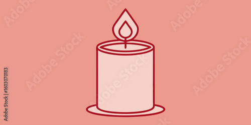 Flat vector candle with gentle flame light wick