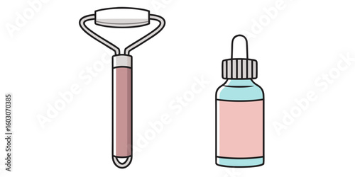Facial Roller and Serum Bottle skincare beauty