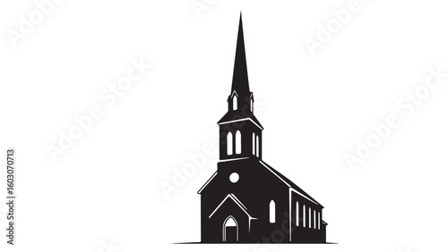 Black and white church steeple illustration, vector design