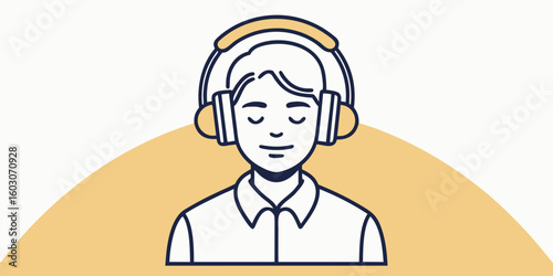 Person with headphones enjoying music listening enjoyment