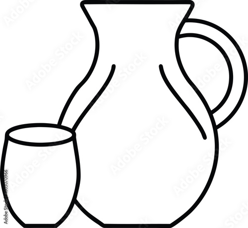 lemonade jug and cups line art