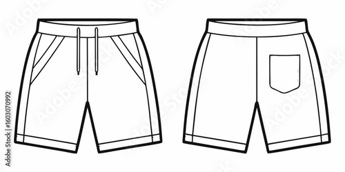 Black outline running shorts with pockets athletic shorts
