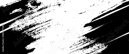 Vector black and white with grunge style, Abstract black and white brush strokes on a canvas with Black ink texture