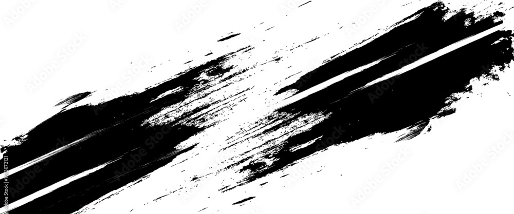 Vector black ink brush strokes background painted design.
