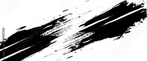 Vector black ink brush strokes background painted design.