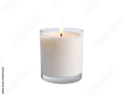 A slender white taper candle, elegant and classic, ideal for formal dining or ceremonies, isolated on white.