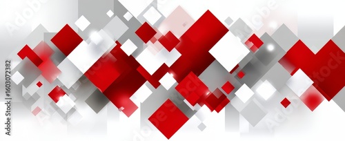 White background with red and white squares