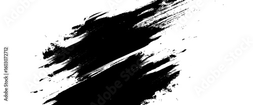 Vector black ink brush strokes background painted design.