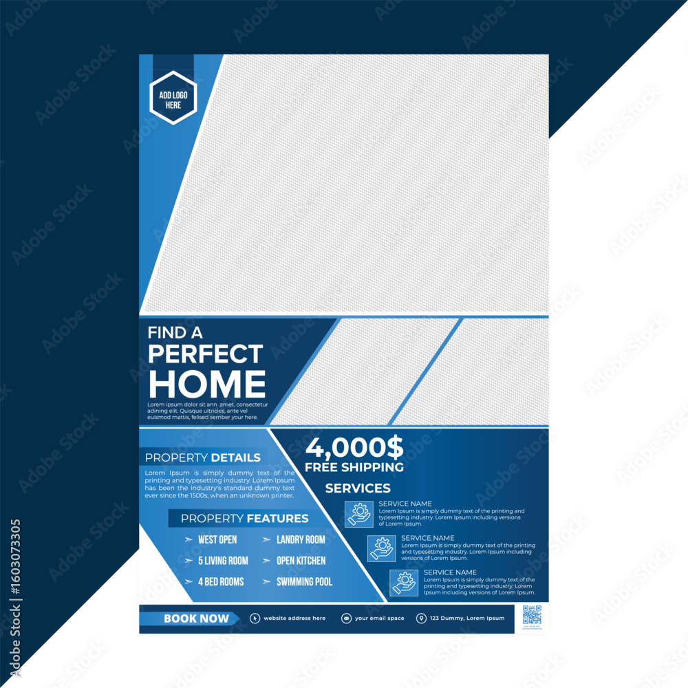 Obraz premium Editable real estate flyer for promoting family-oriented residential properties, perfect for realtors showcasing open house events, home sales, and featured property listings