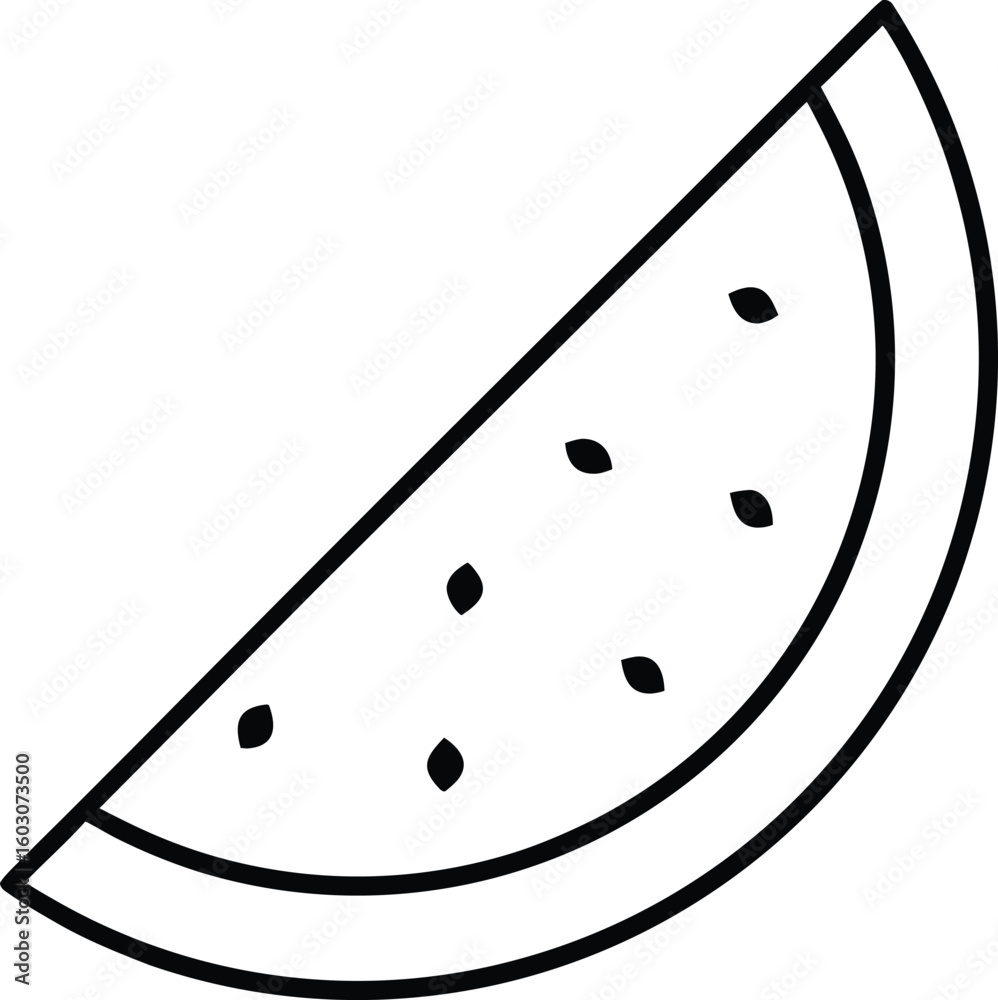 slice of watermelon line art slice of watermelon line art