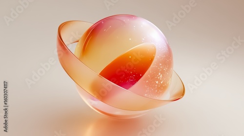 Large orange and pink sphere with a white background