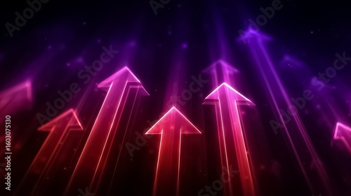 Series of red and purple arrows pointing upwards
