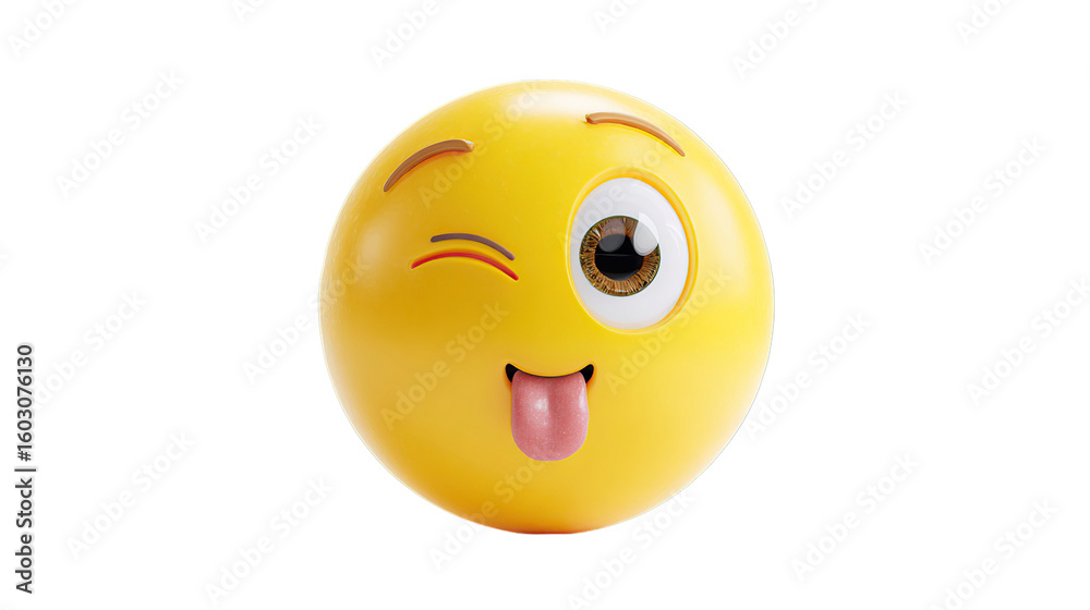 Fototapeta premium Playful winking tongue emoji isolated