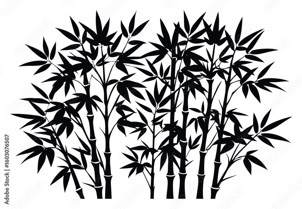 Obraz premium Elegant bamboo silhouette illustration for zen gardens or Asian inspired designs perfect for backgrounds and overlays with calming aesthetic