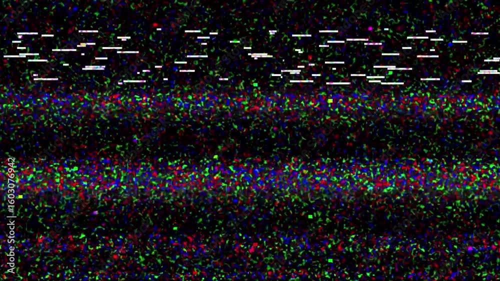 Huge noise and glitch on black background 4k footage, error tv, hacking footage, television glitch, computer hacking, laptop error and damaged screen