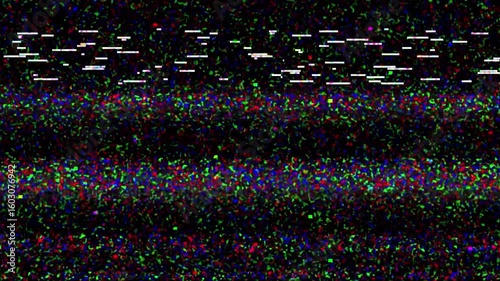 Huge noise and glitch on black background 4k footage, error tv, hacking footage, television glitch, computer hacking, laptop error and damaged screen