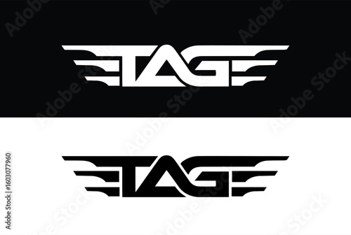 TAG, GAT speed wings logo design icon vector	
