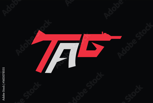 Letter TAG, GAT, T, A, G and Gun logo - icon design	
