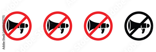Silence the noise with these clear no megaphone symbols representing quiet zones, communication bans, and privacy restrictions for modern messaging.