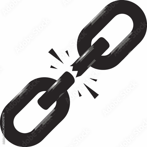Broken chain vector illustration depicting weakness or freedom