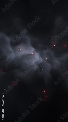 Captivating smoke and fire sparks dance in the dark sky