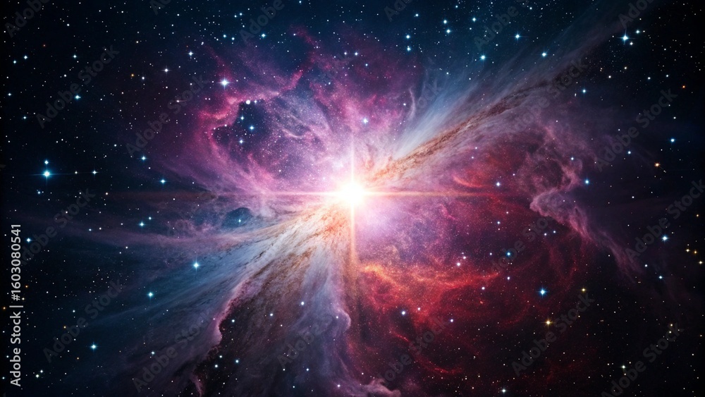 Fototapeta premium Bright Interstellar Light Burst Against Dark Space