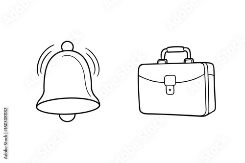 Bell and briefcase icons ringing sound