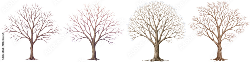 Obraz premium Set of isolated bare trees in autumn concept 