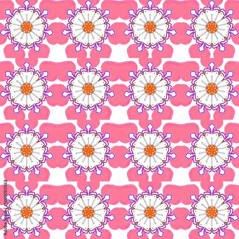 Floral pattern design with white flowers on pink background Floral pattern design with white flowers on pink background