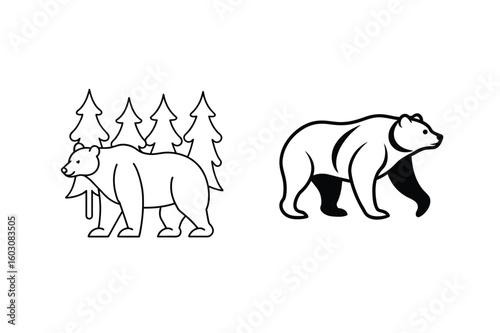 Bear walking in forest grizzly bear trees