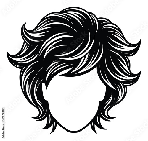 Stylish Shaggy Haircut Vector Illustration with Dynamic Flowing Strands and Modern Design for Fashion and Beauty