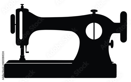 Vintage Sewing Machine Silhouette Design for Crafts and Creative Projects Sewing Heritage and Nostalgia Isolated on White Background