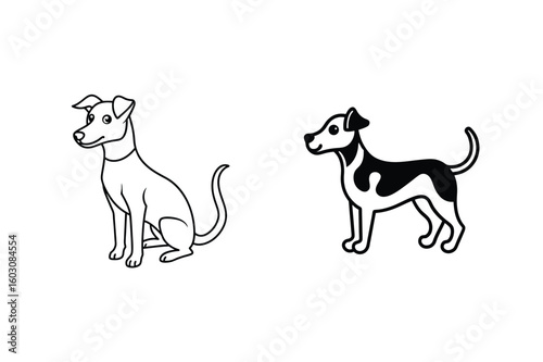 Two dogs sitting and standing canine animal