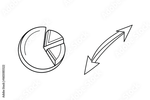Pie chart and curved arrows data visualization statistics