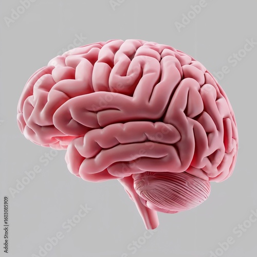 Pink 3 D Human Brain Left Hemisphere Visible pink brain