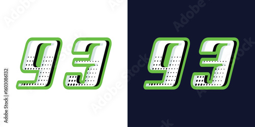 number 93 with racing effect