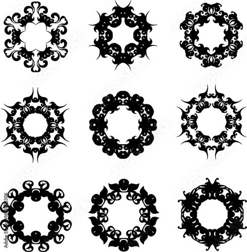 set of black frames like stars and circle
