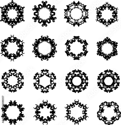 set of frames like stars and circle in black
