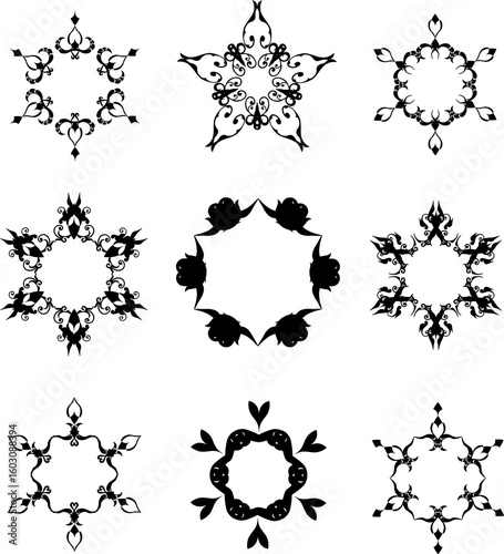 set of black frames like star