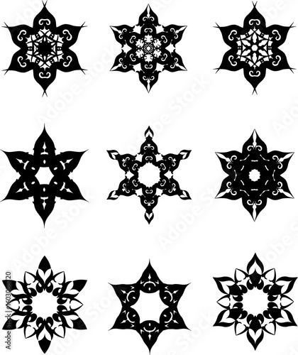 set of black and white stars